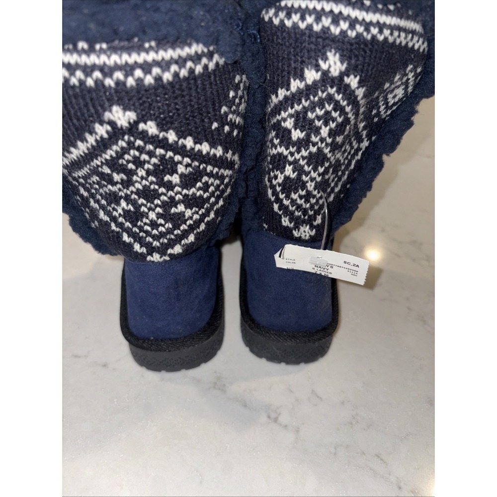 Essentials by Muk Luks Womens Carey Wrap Boots Navy Blue 7 M US Winter Faux Fur - Picture 3 of 5